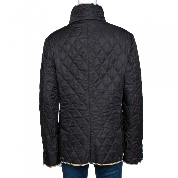Pre Owned Burberry Black Diamond Quilted Button Front Jacket M