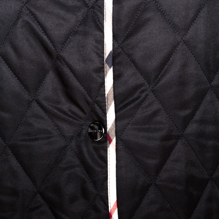 Pre Owned Burberry Black Diamond Quilted Button Front Jacket M