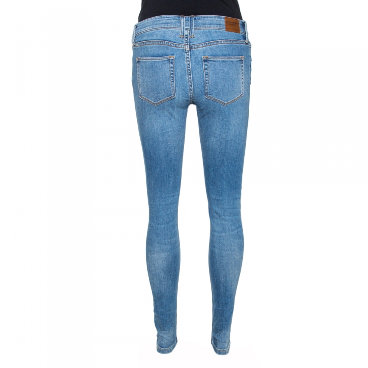 Pre Owned Burberry Brit Indigo Medium Washed Denim Skinny Low Rise Jeans S