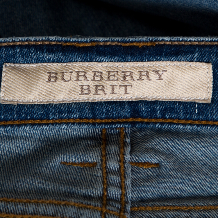 Pre Owned Burberry Brit Indigo Medium Washed Denim Skinny Low Rise Jeans S