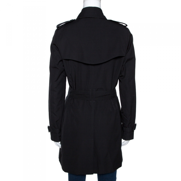 Pre Owned Burberry Black Cotton Double Breasted Trench Coat M