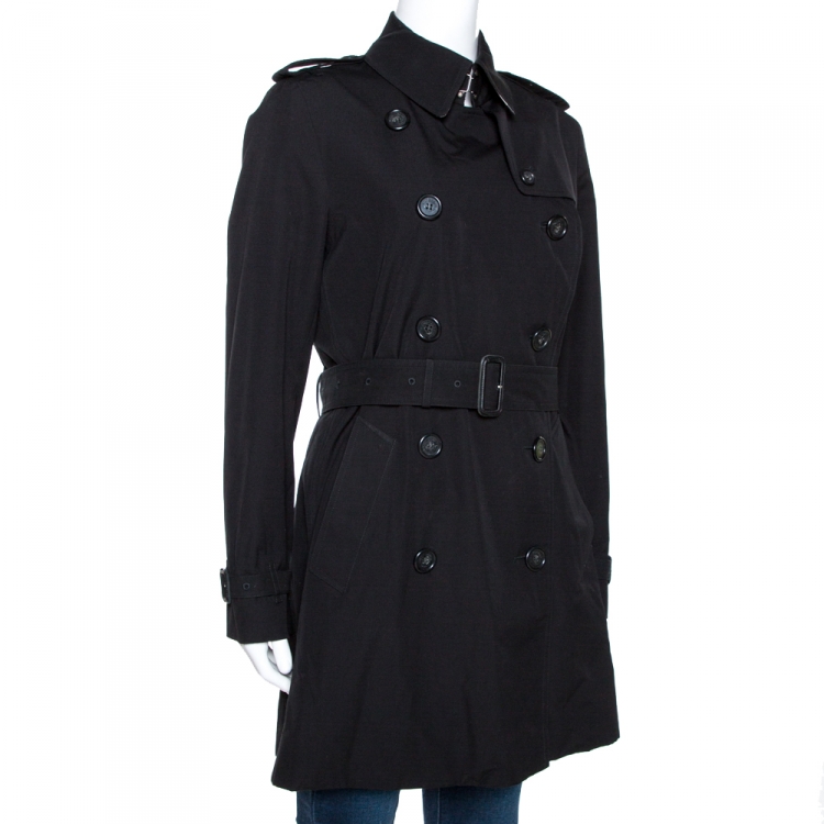 Pre Owned Burberry Black Cotton Double Breasted Trench Coat M