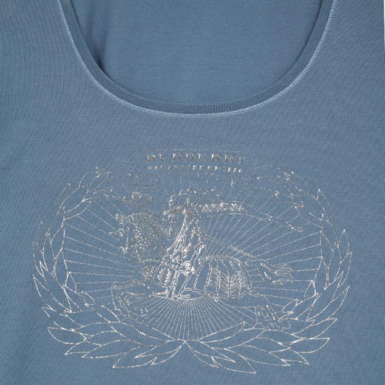 Pre Owned Burberry Blue Cotton Logo T-shirt M