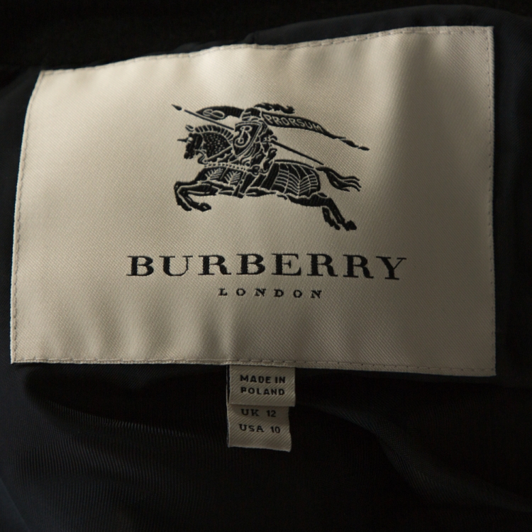 Pre Owned Burberry Prorsum Black Cashmere Blend Pleated Mid Length Coat M