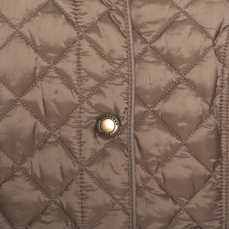 مملوكة مسبقًا Burberry Brit Moss Beige Synthetic Kencott Quilted Jacket L 