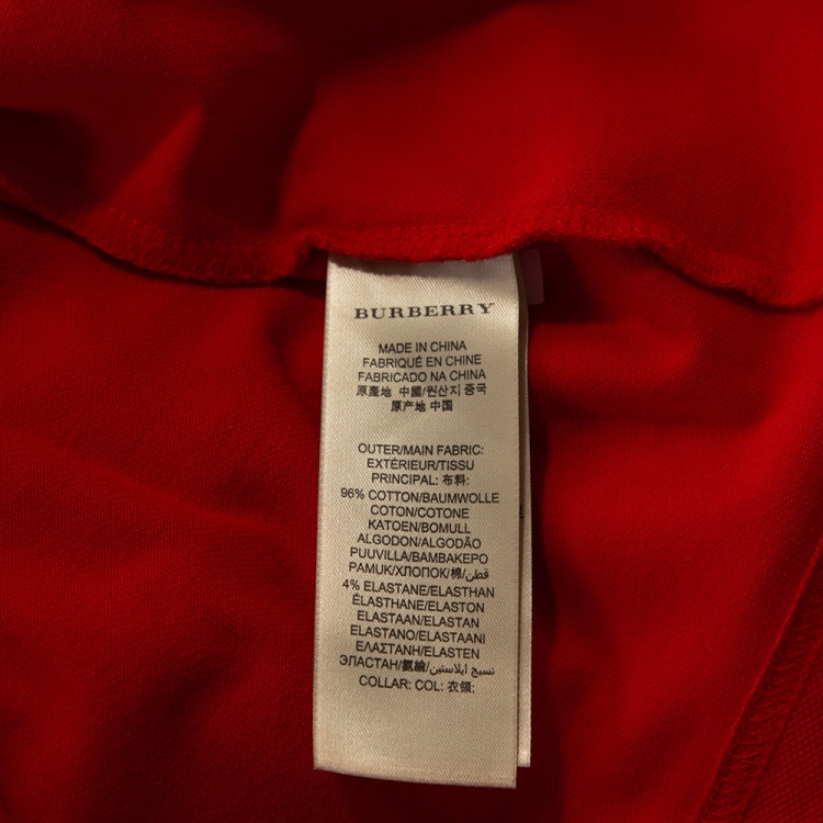 Pre Owned Burberry Brit Orange Honeycomb Knit Novacheck Collar Detail Polo T-Shirt M
