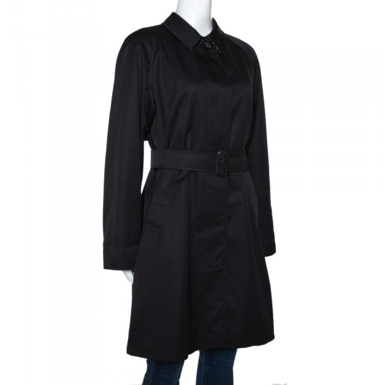 Pre Owned Burberry Black Cotton Blend Raglan Sleeve Belted Car Coat S