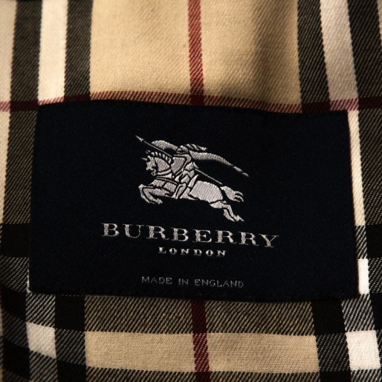 Pre Owned Burberry Black Cotton Blend Raglan Sleeve Belted Car Coat S