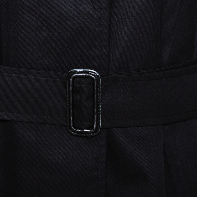 Pre Owned Burberry Black Cotton Blend Raglan Sleeve Belted Car Coat S