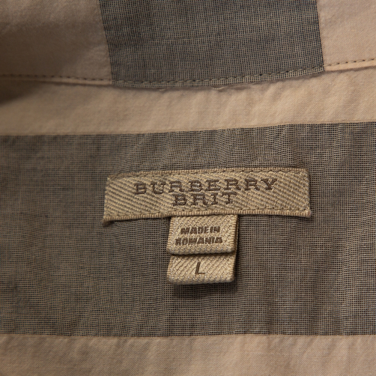 Pre Owned Burberry Brit Beige Exploded Check Cotton Tunic Blouse L