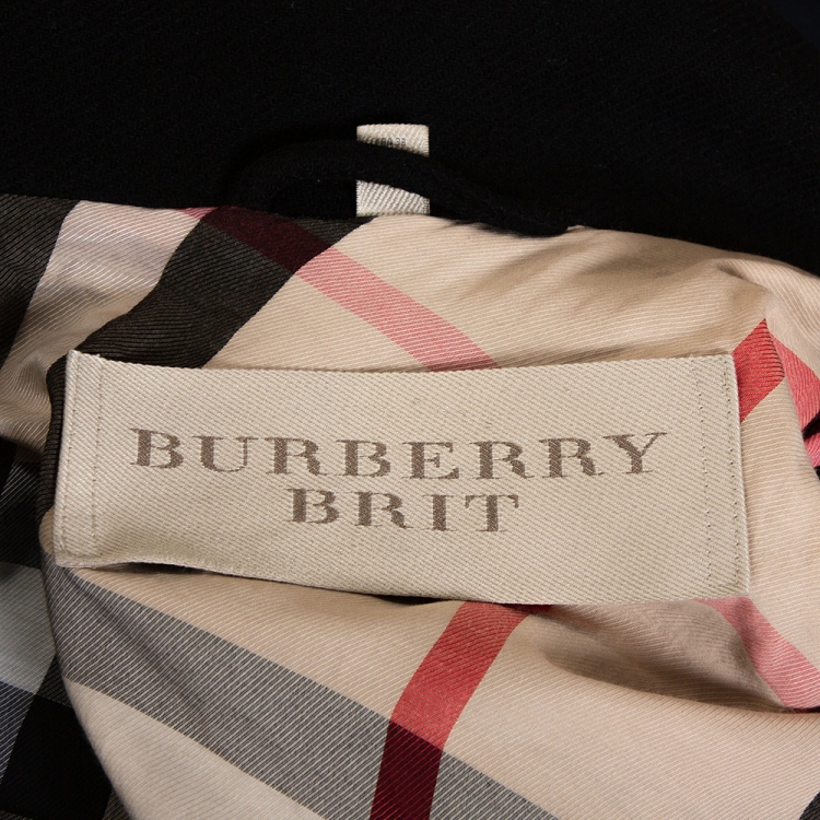 Pre Owned Burberry Brit Black Wool Blend Belted Rushworth Coat S