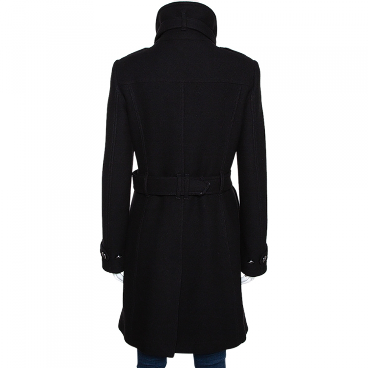 Pre Owned Burberry Brit Black Wool Blend Belted Rushworth Coat S