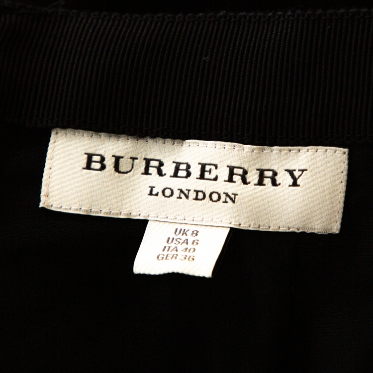 Pre Owned Burberry Black Wool Box Pleated A Line Skirt S