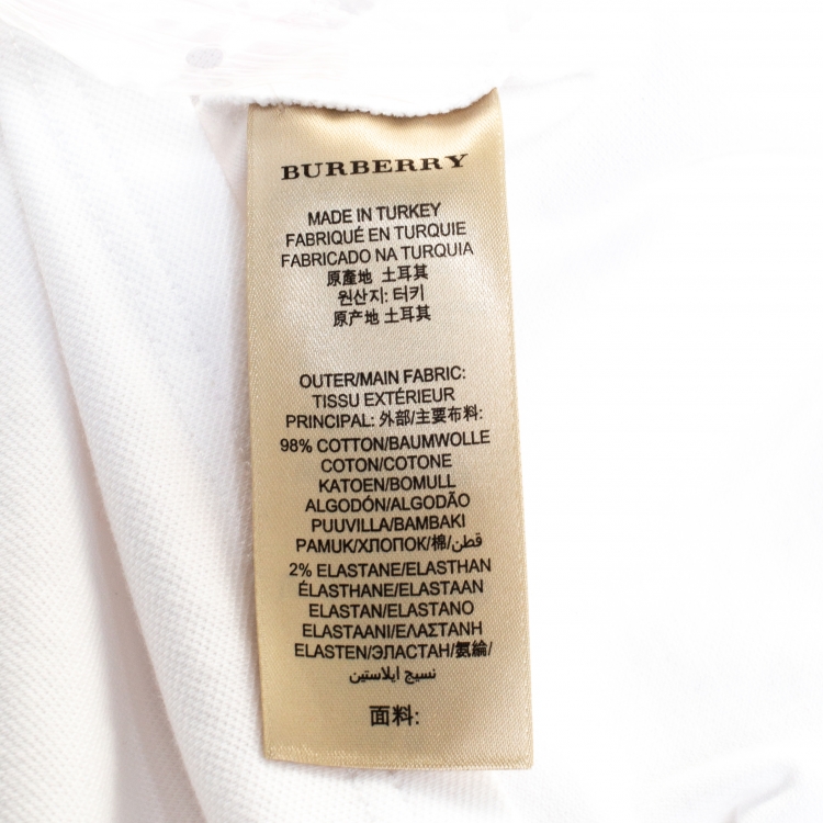Pre Owned Burberry Brit White Cotton Pique Puff Sleeve Polo T-Shirt S