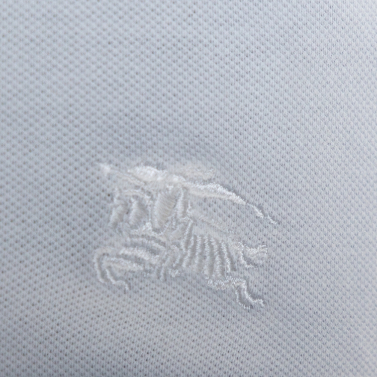 Pre Owned Burberry Brit White Cotton Pique Puff Sleeve Polo T-Shirt S