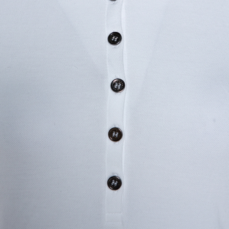 Pre Owned Burberry Brit White Cotton Pique Puff Sleeve Polo T-Shirt S