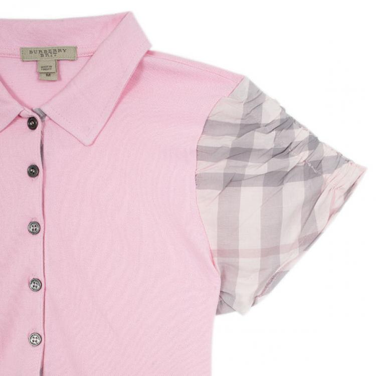 Pre Owned Burberry Pink Check Nova Polo T-Shirt M