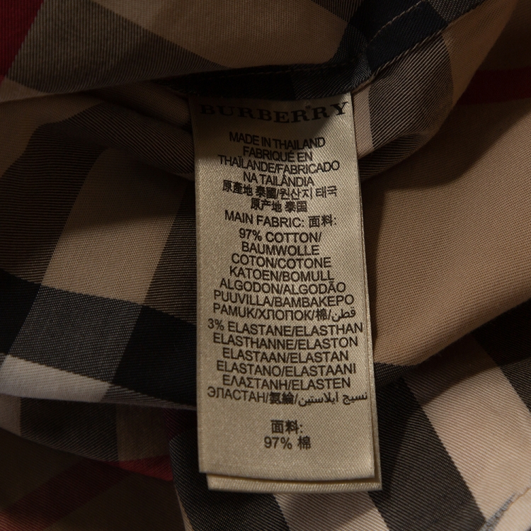 مملوكة مسبقًا Burberry Brit Beige Nova Check Stretch Cotton Button Front Shirt M