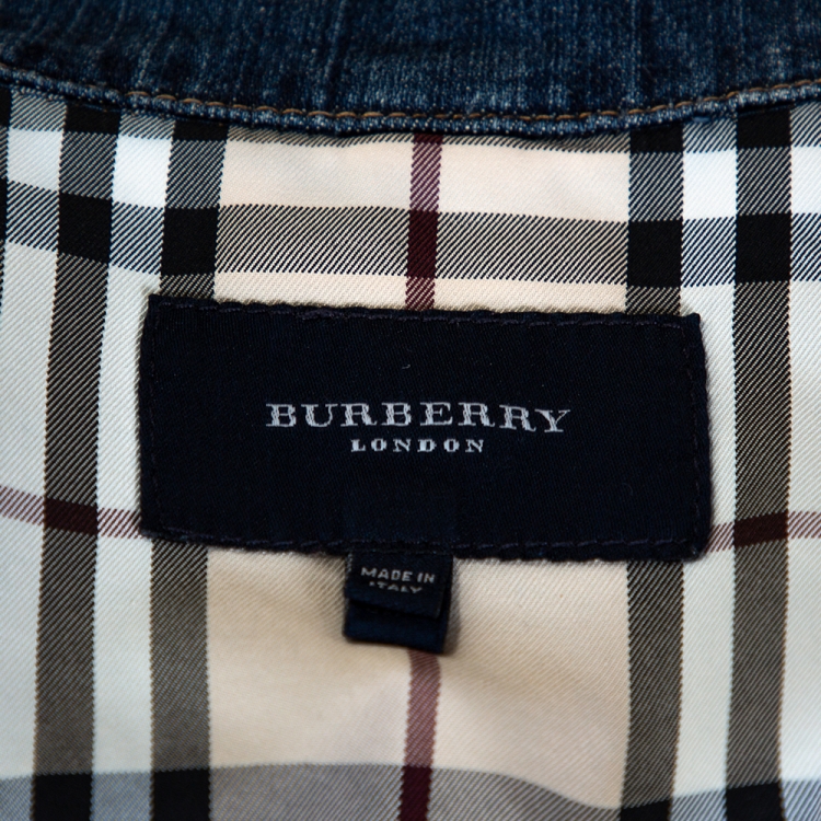 مملوكة مسبقًا Burberry Blue Light Washed Denim Button Front Jacket S