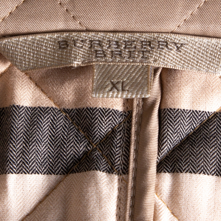 مملوكة مسبقًا Burberry Brit Beige Synthetic Diamond Quilted Jacket XL