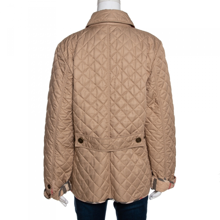 مملوكة مسبقًا Burberry Brit Beige Synthetic Diamond Quilted Jacket XL