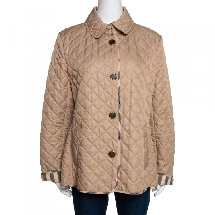 Burberry Brit Beige Synthetic Diamond Quilted Jacket XL Burberry | TLC