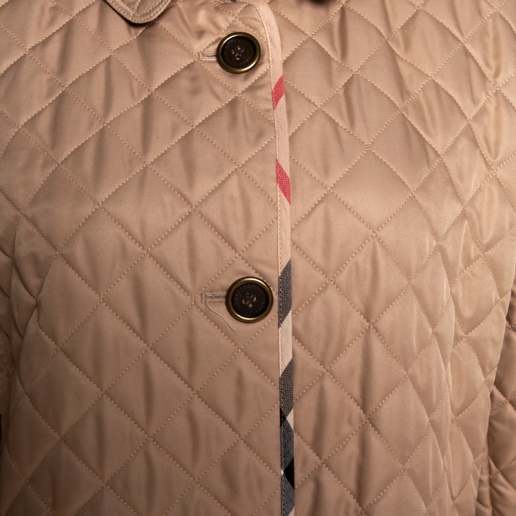 مملوكة مسبقًا Burberry Brit Beige Synthetic Diamond Quilted Jacket XL
