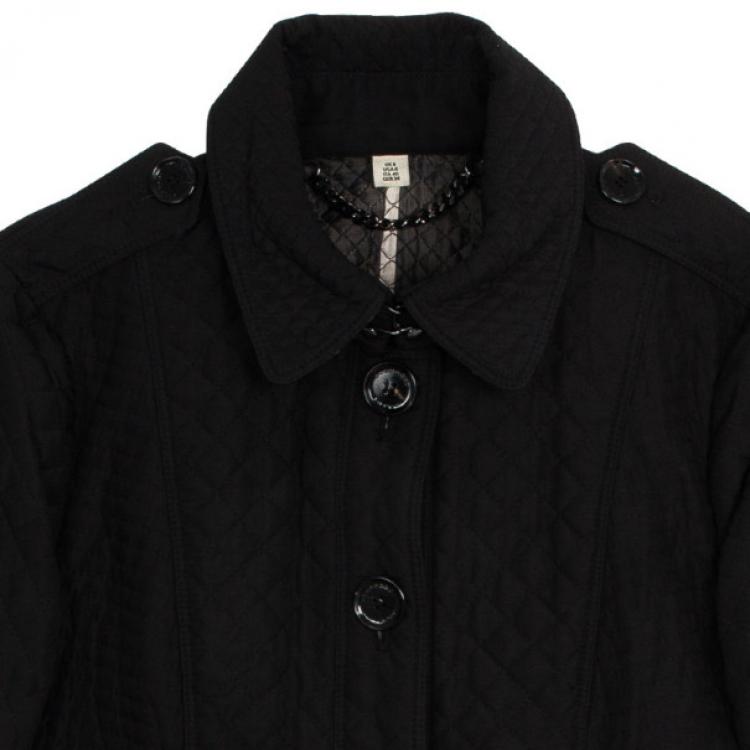 Pre Owned Burberry Black Quilted Long Trench Coat S