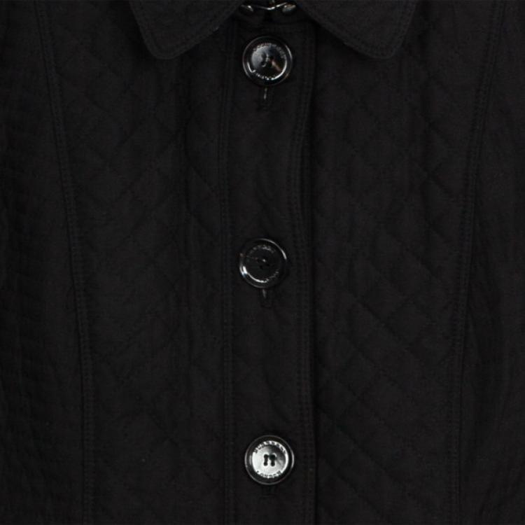 Pre Owned Burberry Black Quilted Long Trench Coat S