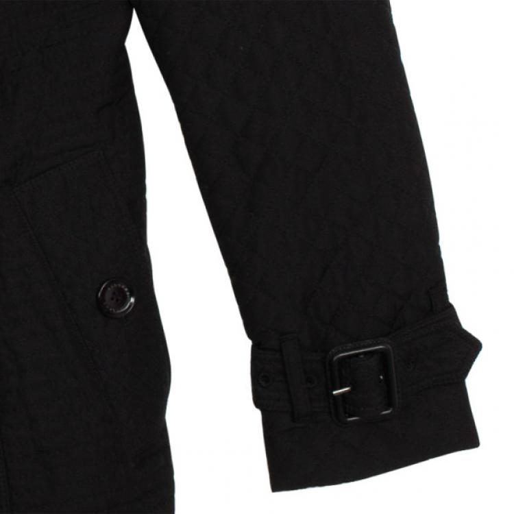 Pre Owned Burberry Black Quilted Long Trench Coat S
