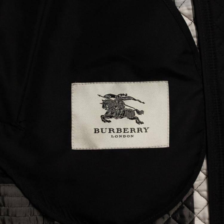 Pre Owned Burberry Black Quilted Long Trench Coat S
