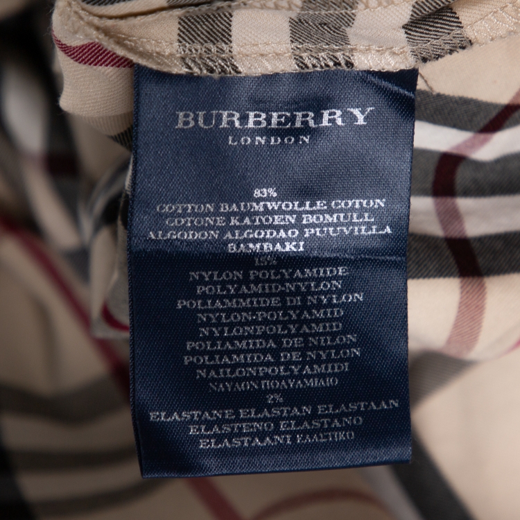 Pre Owned Burberry Beige House Check Cotton Button Front Shirt Dress M