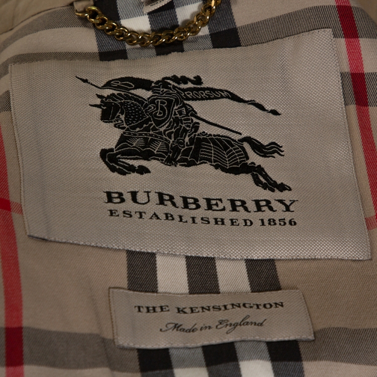 Pre Owned Burberry Beige Cotton The Kensington Belted Trench Coat S