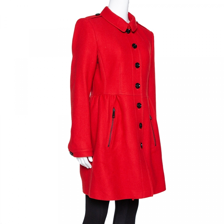 Sommerhus Maori Afslag Burberry Brit Red Wool & Cashmere Single Breasted Coat L Burberry | TLC