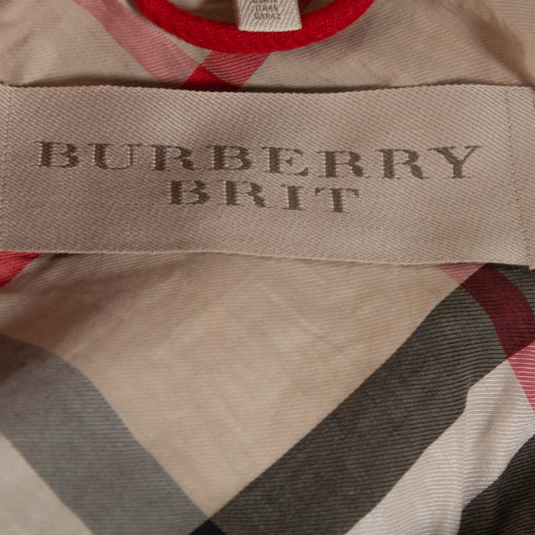 Pre Owned Burberry Brit Red Wool & Cashmere Single Breasted Coat L