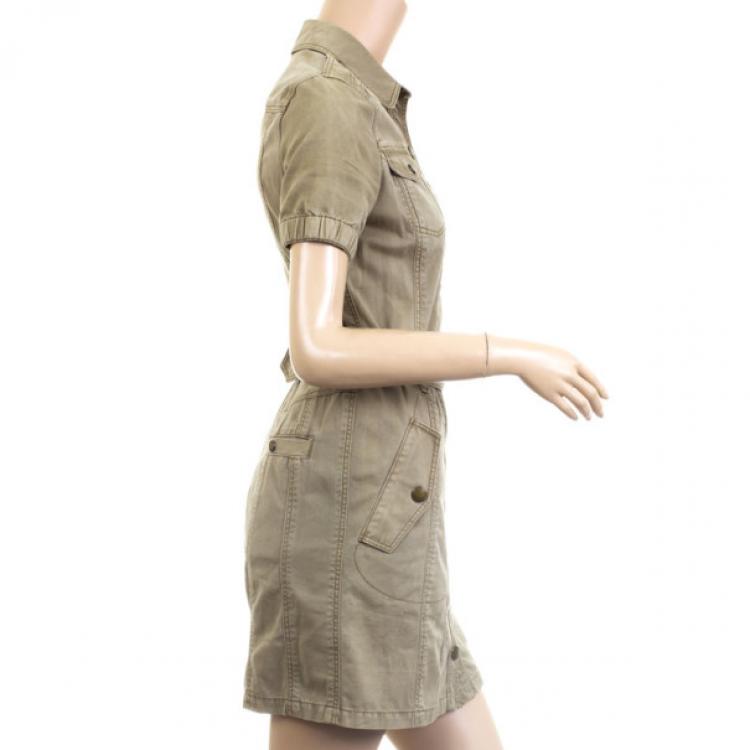 Pre Owned Burberry Brit Short Sleeve Military Dress