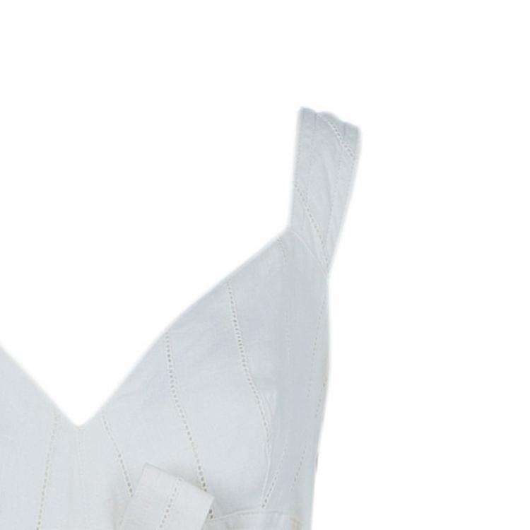 Pre Owned Burberry White Linen Sleeveless Dress M