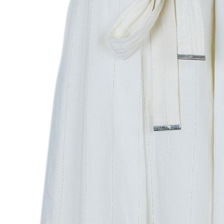 Pre Owned Burberry White Linen Sleeveless Dress M
