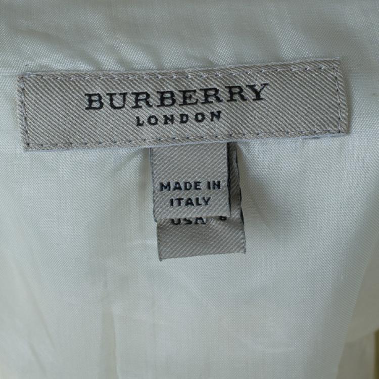 Pre Owned Burberry White Linen Sleeveless Dress M