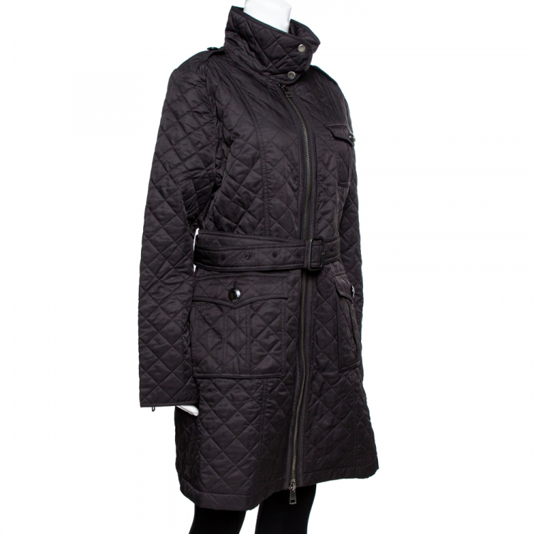 Burberry quilted discount long coat