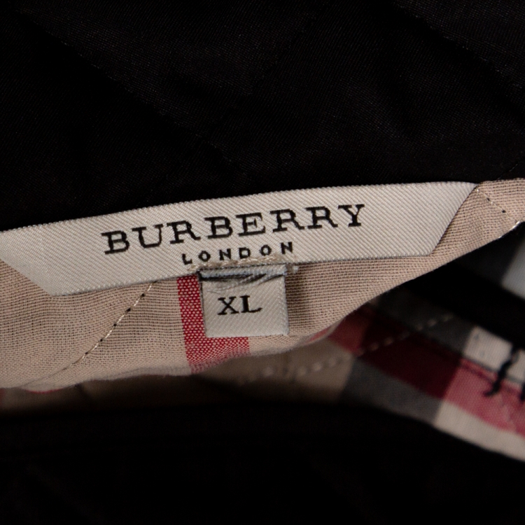 Pre Owned Burberry Black Diamond Quilted Zip Front Belted Long Jacket XL