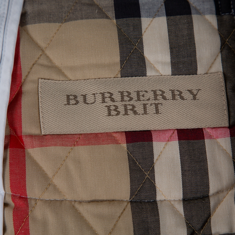 Pre Owned Burberry Brit White Diamond Quilted Button Front Jacket M