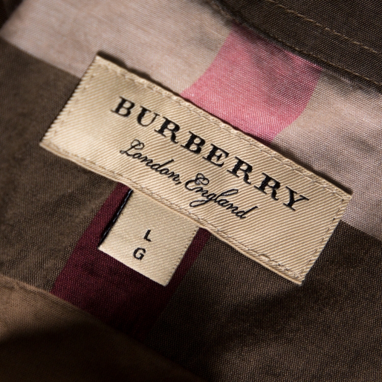 Pre Owned Burberry Brown Exploded Check Cotton Long Sleeve Shirt L