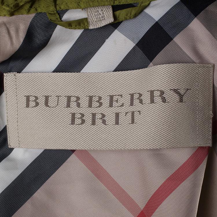 Pre Owned Burberry Olive Green Taffeta Trenchcoat S