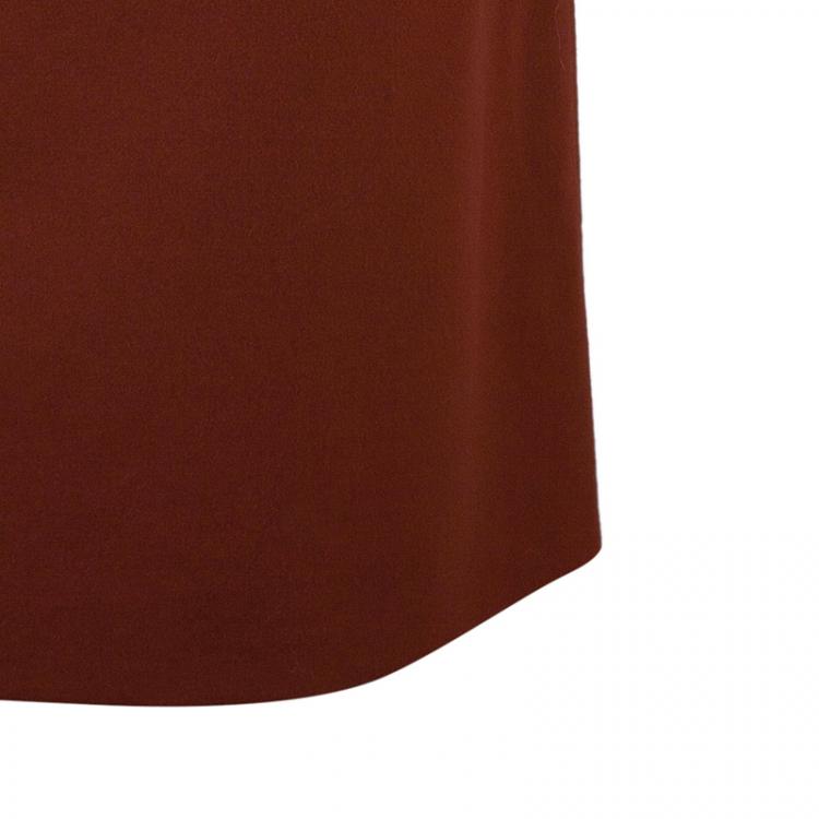 Pre Owned Burberry Rust Red Wool Skirt Suit S