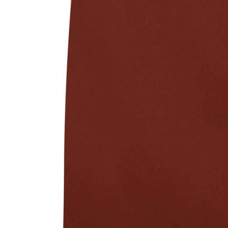Pre Owned Burberry Rust Red Wool Skirt Suit S
