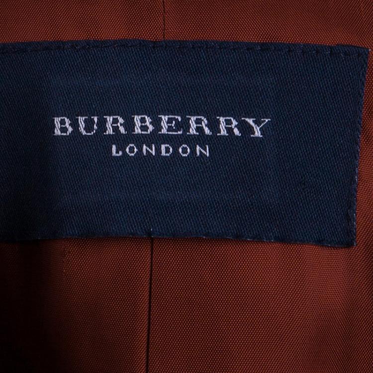 Pre Owned Burberry Rust Red Wool Skirt Suit S