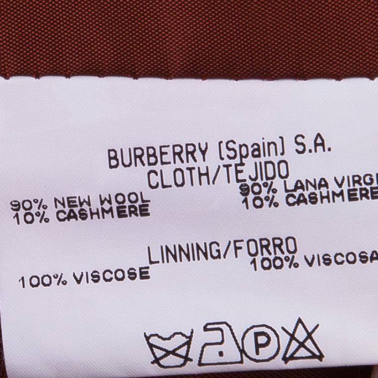 Pre Owned Burberry Rust Red Wool Skirt Suit S