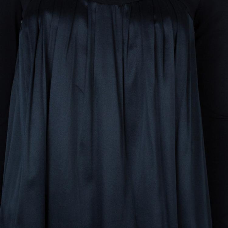 Pre Owned Burberry Silk Long Sleeved Yolk Gathered Top M