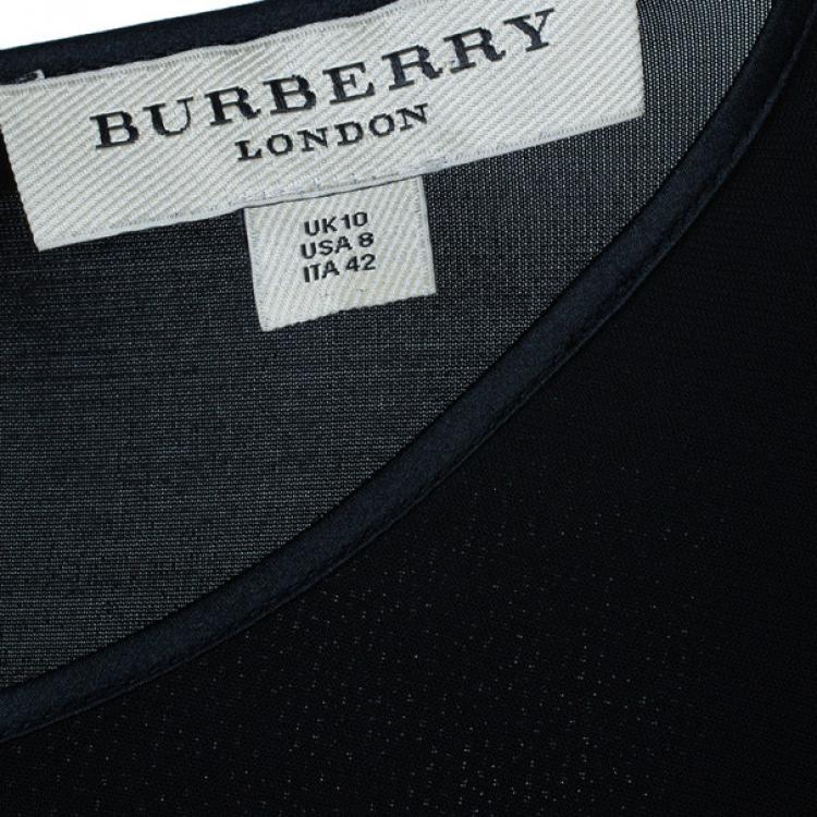 Pre Owned Burberry Silk Long Sleeved Yolk Gathered Top M